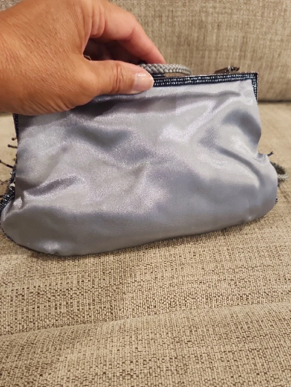 Sequined Evening Shoulder Bag in Black and Silver - Picture 5 of 6